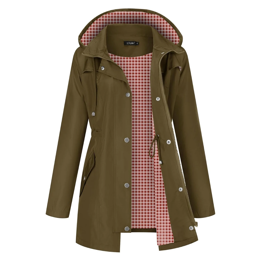 lomon-womens-raincoat-olive-red-gingham